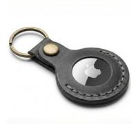 the faradaybag Slate Grey Leather Case Compatible with Apple AirTag - Minimalist Keychain for Men - Handcrafted 2mm Crazy Horse Leather with Brass Snap