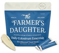 THE FARMER'S DAUGHTER Colostrum Powder | Unflavored | Gut Health & Bloating | Hair, Skin & Nails | Immunity Supplement | 30 Individual Travel Stick Packs