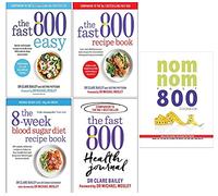 The Fast 800 Easy, The Fast 800 Recipe Book, The 8-Week Blood Sugar Diet Recipe Book, The Fast 800 Health Journal & Nom Nom Fast 800 Cookbook 5 Books Collection Set