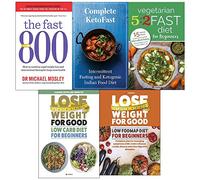The fast 800 michael mosley, complete ketofast, vegetarian 5 2 fast diet for beginners, low carb diet, low fodmap diet 5 books collection set