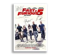 The Fast and the Furious cast signed autograph poster photo print picture memorabilia gift movie film series Fast & Furious Vin Diesel Paul Walker (Fast & Furious 5 A4 Poster)