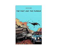 The Fast And The Furious Poster Art Action Movie Print Vintage Car Scene Comic Style Wall Decor Tank Explosion Artwork Gift for Movie Lovers Home Theater Decoration Gift 08x12inch(20x30cm) Unframed