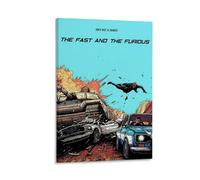 The Fast And The Furious Poster Art Action Movie Print Vintage Car Scene Comic Style Wall Decor Tank Explosion Artwork Gift for Movie Lovers Home Theater Decoration Gift 24x36inch(60x90cm) Framed
