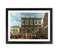 The Feast Day Of St Roch By Giovanni Canaletto Classic Painting Framed Print | A3 Black Framed Wall Art | Ready to Hang | Classic Historical Picture | Living Room Bedroom Lounge Office