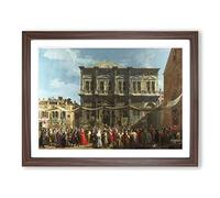 The Feast Day Of St Roch By Giovanni Canaletto Classic Painting Framed Wall Art Print, Ready to Hang Picture for Living Room Bedroom Home Office Décor, Walnut A4 (34 x 25 cm)