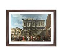The Feast Day of St Roch by Giovanni Canaletto Framed Print | A2 Walnut Framed Wall Art | Ready to Hang | Modern Nature Picture | Living Room Bedroom Lounge Office