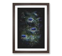 The Feathers of a Peacock Paint Splash Framed Print | A2 Walnut Framed Wall Art | Ready to Hang | Modern Animal Picture | Living Room Bedroom Lounge Office