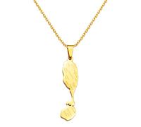 The Federation Of Saint Kitts And Nevis Map Chain Necklace,Attractive St.Kitts & Nevis Map Pendant Geometric Jewelry Amulet For Women Men,Patriotic Ornaments Jewelry,Gold,45Cm Chain