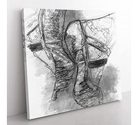 The Feet of a Ballet Dancer in Abstract Modern Canvas Wall Art Print Ready to Hang, Framed Picture for Living Room Bedroom Home Office Décor, 35x35 cm (14x14 Inch)