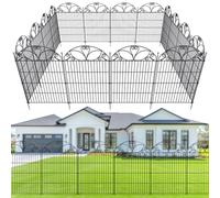 The Fellie 10 Pack Decorative Metal Garden Fence Panels 81 cm High, Black
