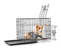The Fellie 14in Small Dog Crate, Dog Cage, Includes Leak-Proof Pan, Folding Metal Training Dog Crate, 2 Doors Puppy Pet Cage, Indoor Outdoor Basic Dog Crates, Suitable for All Kinds of Small Pets