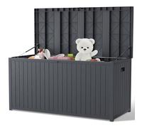 The Fellie 430L Lockable Waterproof Storage Box - Large Plastic Garden Container for Tools, Cushions, Toys - 125x56x61.5 cm, Grey