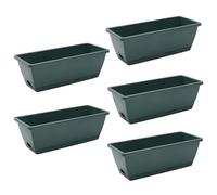 The Fellie 5 PCS Large Garden Planter Plastic Trough With Drainage Holes & Tray, Outdoor Rectangle Long Planter For Windowsill & Balcony, Vegetable Plant Pot For Succulent, Green 42.5 * 17 * 15CM