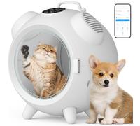 The Fellie 62L Automatic Pet Dryer box with APP control, Smart Pet Grooming Dryer Box for Dogs, Cats, Low Noise Hair Grooming Dry Box with Temperature and Timer Control, ABS, 360 Drying Cozy for Pets