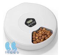 The Fellie Automatic Cat Feeder for Wet & Dry Food, 5-Meal Timed Pet Feeder with Dual Ice Packs, Dual Power Supply Feeding Station, Cordless Food Dispenser for Small Dogs & Cats, White