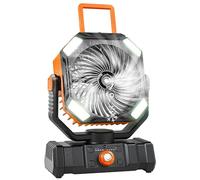 The Fellie Camping Fan with LED Light, 20000mAh Battery Rechargeable, 200ML Water Tank, Camping Misting Fan with Remote & Hanging Hook, Outdoor Tent Cooling Fan for Home Office Garden Travel, Orange