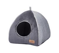 The Fellie Cat Bed, Calming Cat Beds for Indoor Cats, Soft Fluffy Kitten Bed Foldable, Cosy Small Dog Bed with Non-Slip Bottom, Warm Cave Bed with Removable Cushioned Pillow, Grey, 43X43X41cm