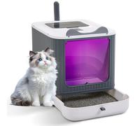 The Fellie Cat Litter Box Large, Enclosed Cat Litter Box, Kitten Litter Tray with Top Entry & Front Door, Litter Tray with Lid, Slide-Out Drawer&Scoop for Easy Clean, Odor Control&UV Sterilization