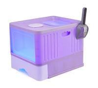 The Fellie Cat Litter Box with UV Sterilization, Enclosed Cat Litter Tray with Dual-Door Design, Kitten Litter Tray with Slide-Out Drawer&Scoop, Odor Control, Easy Cleaning, Purple