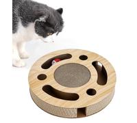 The Fellie Cat Scratching Board - Round Scratcher With Ball Toys, Indoor Cardboard Lounge Bed With Catnip, 2 in 1 Design