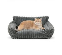 The Fellie Cat Sofa Bed, Fluffy Calming Dog Sofa Bed with Non-Slip Bottom, Supportive Soft Cat Beds for Indoor Cats, Washable Dog Beds for Medium Small Dogs,Grey, 91x69x25cm
