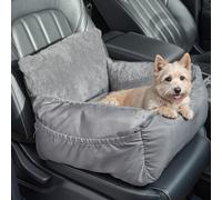 The Fellie Dog Car Seat for Small Dogs, Waterproof Pet Car Booster Seat with Safety Leash, Comfortable Pet Travel Bed with Storage Pocket & Non-Slip Base, Safety Dogs Bed for Travel, 55x50x35cm, Grey