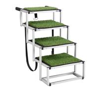 The Fellie Dog Ramp, Folding Pet Ramps for Large Dogs with Non-Slip Grass Rug, Portable Dog Steps for Sofa High Bed Cars and SUV, Truck, Pet Ladder Support Up to 250 Lbs, 4 Steps