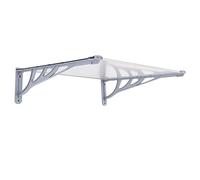 The Fellie Door Canopy Awning Window Door Canopies Outdoor Rain Shelter Cover with Polycarbonate Board for UV Water Rain Resist, Grey(150 x 90cm)