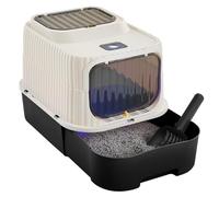 The Fellie Enclosed Cat Litter Box with UV Sterilization, Cat Litter Tray with Top Entry&Front Door, Kitten Litter Tray Odor Cntrol,Slide-Out Drawer&Scoop, Easy Cleaning, Black