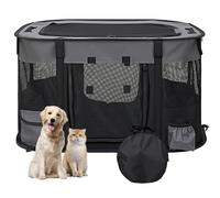 The Fellie Foldable Dog Play Pen, Portable Dog Pen, Soft Cat Playpen for Indoor/Outdoor, Small Cat Cage with Mesh Panels for Puppy Carrier, Grey, 71 * 56 * 46CM
