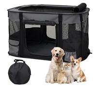 The Fellie Foldable Pet Playpen, Large Dog Pen, Waterproof Oxford Puppy Play Pen, Portable Exercise Kennel Tent for Dog Carrier, Travel Pet Puppy Cage Indoors/Outdoors, Grey, 112 * 86 * 61CM