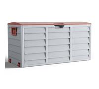 The Fellie Garden Storage Box with Lid and Wheels - 290L Lockable Waterproof Outdoor Container for Garden Tools, Cushions, Grey