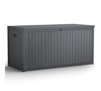 The Fellie Garden Storage Box with Wheels - 430L Lockable Waterproof Outdoor Container for Garden Tools, Cushions, Grey