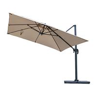 The Fellie Large 360° Rotation Garden Umbrella Parasol, Outdoor Cantilever Hanging Sun Shade Canopy with 4-Piece Base(15L), Adjustable Angle Patio Banana Umbrella, 30+ UV Protection, 3M-Khaki