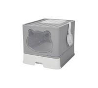 The Fellie Large Cat Litter Box Covered with Litter Scoop, Enclosed Foldable Cat Litter Tray, Pet Toilet with Lid & Non-Slip Stickers, Odour Control with Activated Carbon, Slide-Out Tray, 41*51*38cm
