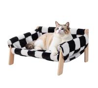 The Fellie Large Cats Sofa Bed, Sturdy Wooden Pet Sofa for Indoor Cats, Plush Velvet Cat Couch 56 x 45 x 27cm, Wooden Cat Hammock with Removable Washable Cover Suitable for Kitten, Puppy Up to 10 kg