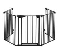 The Fellie Metal Fire Guard Safety Gate, Stair Gate for Dogs & Doorways, 5-Panel Foldable Dog Gate with Automatic Closing, Safety Indoor Barrier Room Divider for Pets/Child/Tree,75cm Tall, Black