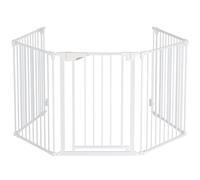 The Fellie Metal Fire Guard Safety Gate, Stair Gate for Dogs & Doorways, 5-Panel Foldable Dog Gate with Automatic Closing, Playpen Safety Barrier Room Divider for Pets/Child/Christmas Tree, White