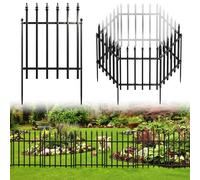 The Fellie Metal Garden Fence 57cm H x 2.25m L, 5 Pack No Dig Decorative Border Fences, Rustproof Temporary Fencing for Flower Beds, Patio, Lawn & Small Animal Barrier, Black