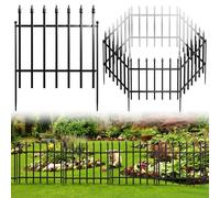 The Fellie Metal Garden Fence 61cm H x 3m L, 5 Pack No Dig Decorative Border Fences, Rustproof Temporary Fencing for Flower Beds, Patio, Lawn & Small Animal Barrier, Black