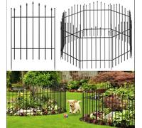 The Fellie Metal Garden Fence Panels 90 cm(H) x 70 cm(W) | 5 Panels Rustproof Metal Fencing Total Length 3.5M, No Dig Decorative Garden Border Fences for Outdoor, Patio Lawn, Flower Bed, Yard, Black