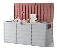 The Fellie Outdoor Storage Box with Wheels - 290L Lockable Waterproof Plastic Container for Garden Tools, Cushions, Toys, 112x49x54cm, Grey