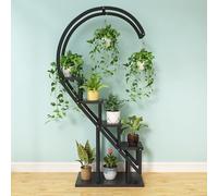 The Fellie Plant Stand Indoor,Half-Heart Plant Shelf,Multi-Layer Flower Stand,Floor-Standing Metal Plant Shelf for Patio Garden Balcony Living Room Bedroom Corner（Black,60*30*153cm