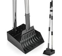 The Fellie Pooper Scooper, 2 Pack Stainless Steels Pet Poop Scoop Tray and Rake, Durable Long Handle Poop Scooper, Portable Pet Poop Shovel for Medium/Small Dogs, Use for Yard, Grass, Dirt or Gravel