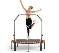 The Fellie Rebounder Trampoline for Adults 48" Foldable Mini Trampoline with Adjustable U-Bar Handle Indoor Outdoor Fitness Trampolines Small Bungee Rebounder for Workout Exercise, Orange