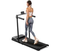 The Fellie Treadmills for Home Foldable 2.0 HP Quiet Walking Pad with Handle Bar Walking Machine with LED Display, Phone Holder 1-6KM/H Under Desk Treadmill for Office, Easy Assembly, Black