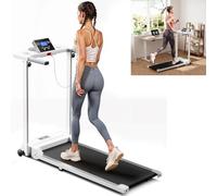 The Fellie Treadmills for Home Foldable 2.0 HP Quiet Walking Pad with Handle Bar Walking Machine with LED Display, Safety Key Lock 1-6KM/H Under Desk Treadmill for Office, Easy Assembly, White