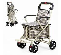 The Fellie Walk and Rest Shopping Trolley with Seat for Elderly, 27L Sit & Go Shopping Trolley on Wheels with Backrest, Foldable Seated Shopping Trolley with Breakes & Removable Bag, White
