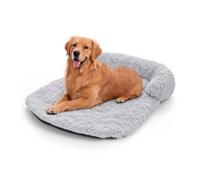 The Fellie XL Dog Bed, Calming Orthopedic Dog Bed with Raised Edges, Washable Cat Beds with Removable Cover, Soft Fluffy Cat Sofa with Non-Slip Bottom, Grey,120X75X15cm