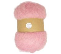 The Felt Box Carded Needle Felting Wool - 100g Maori Range DHG 'Powder' - Light Pink Wool Batt with Coarse Short Fibres - Ideal for Sculpting, Dolls, Blush, Baby Crafts & Pastel Projects